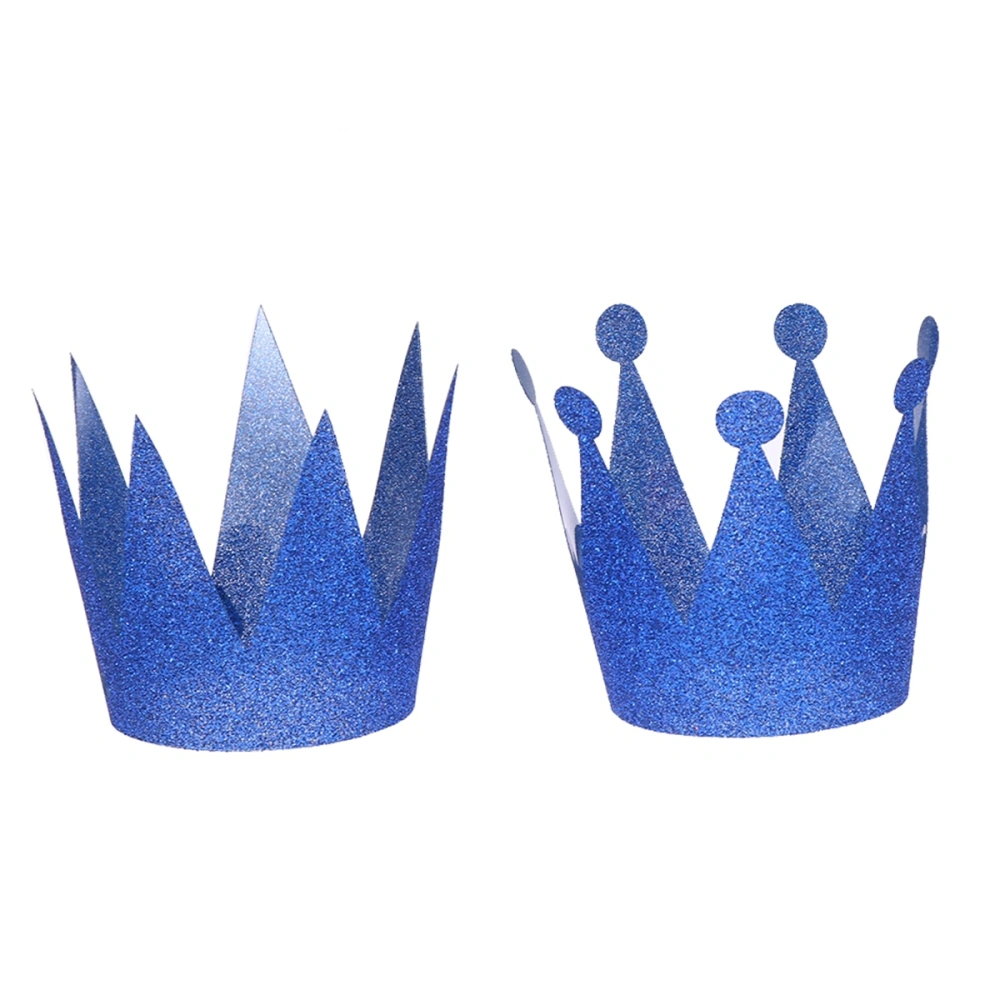 12Pcs Glitter Birthday Crown Hats Party Hats Prince Crowns for Kids and Adults Party Decorations (Royal Blue)