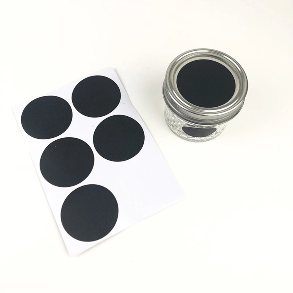 20 Sheets Round Frosted Spice Jar Labels Glass Sealed Can Pantry Stickers Blackboard Sticker for Kitchen