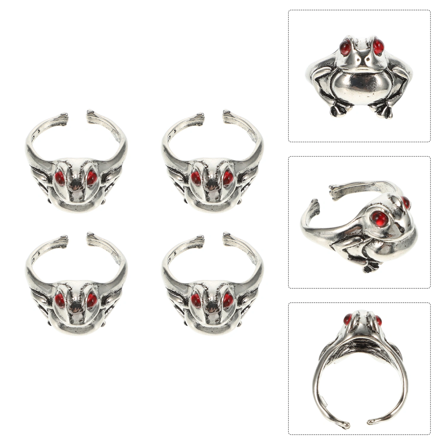 4Pcs Adorable Finger Rings Animal Rings Open Finger Rings (Assorted Color)
