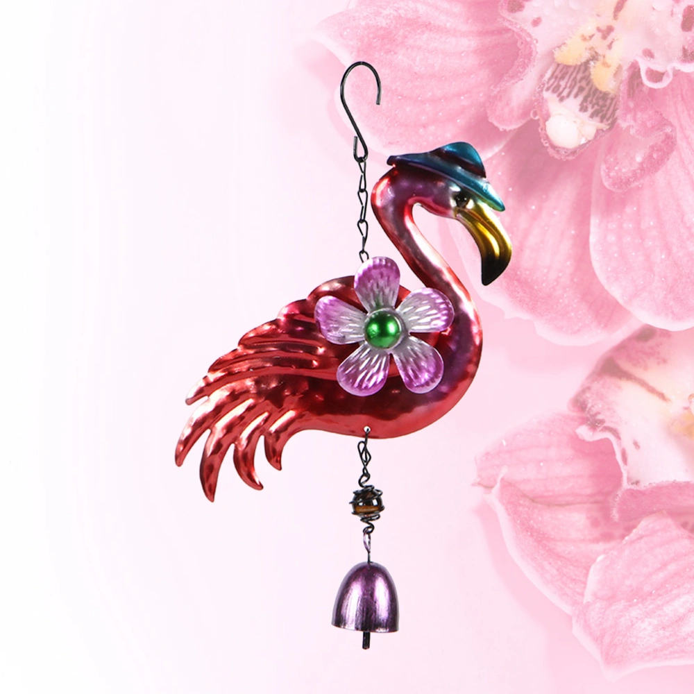 Flamingo Wind Chime Animal Wind Chime Creative Bell Furniture Home Decoration (with Blue Hat)