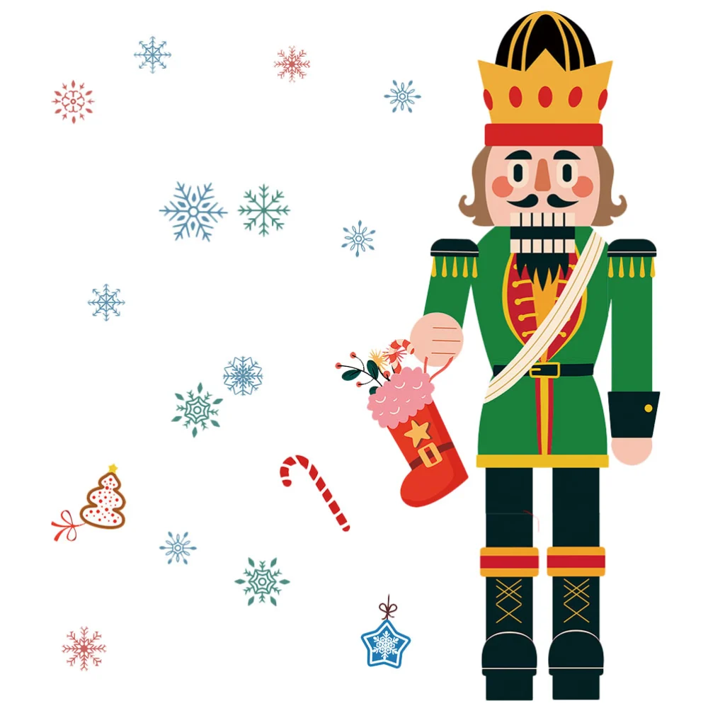 1 Sheet of Christmas Nutcracker Window Cling Xmas Party Window Sticker Christmas Fridge Decor