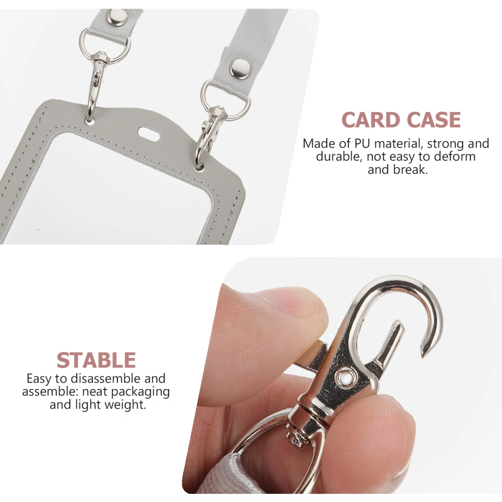 Portable ID Cards Holder Lanyard Work Cards Protective Cover Double-sided Cards Holder