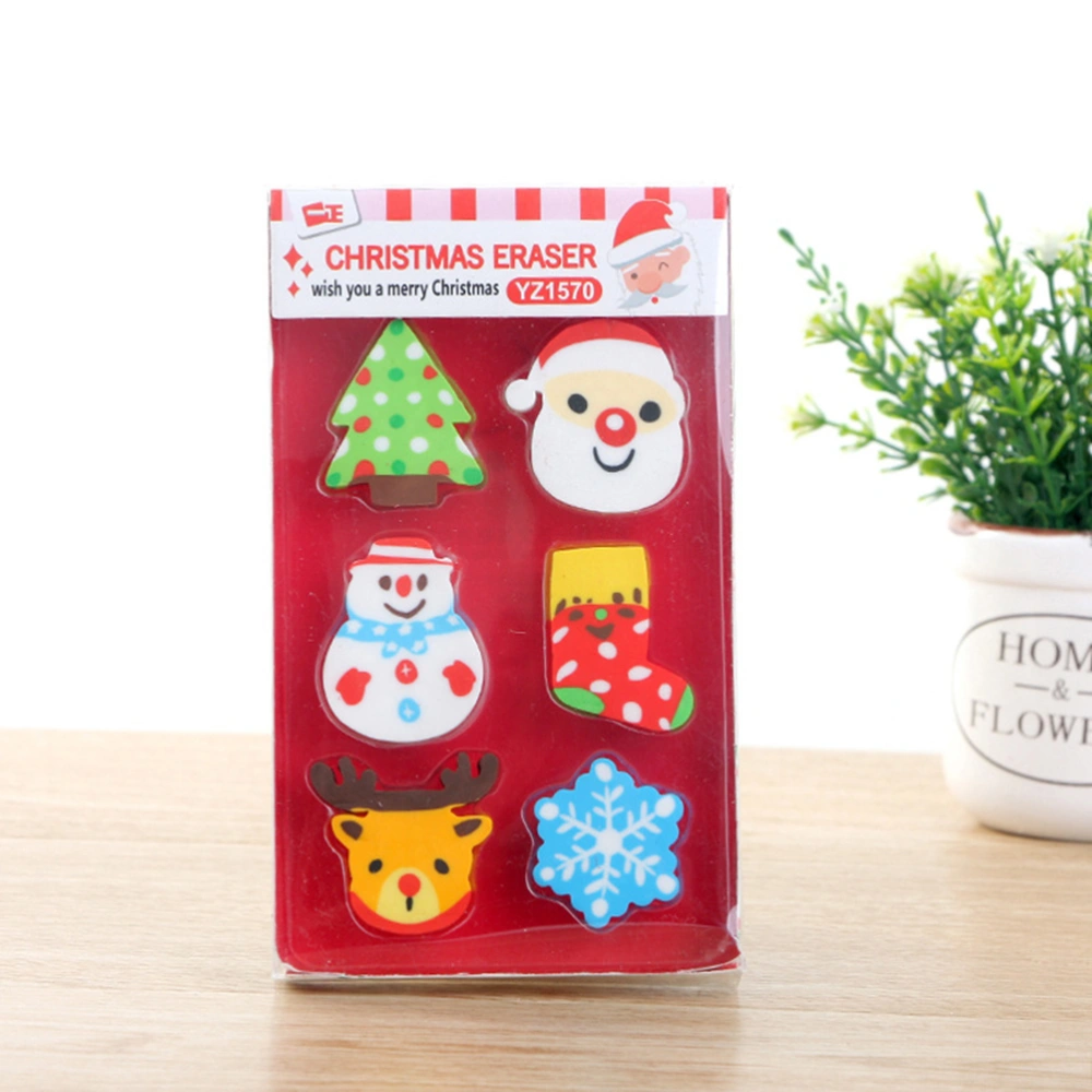 18pcs Christmas Cartoon Earser Practical Christmas Gift Eraser Christmas Elements Eraser Christmas Gifts for Students (Random Style)