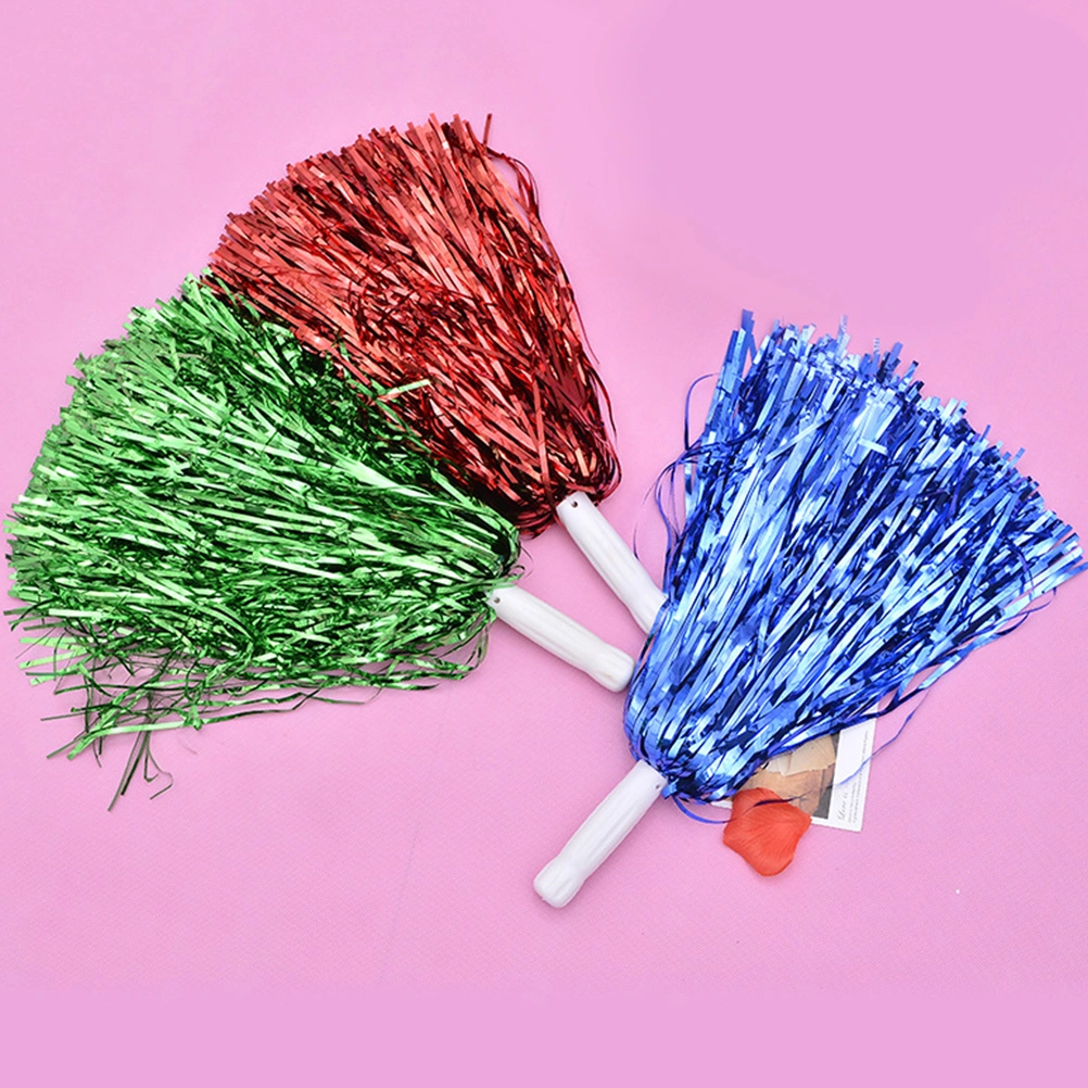 6Pcs Plastic Cheerleader Cheerleading Pom Poms Party Costume Accessory Set Ball Dance Fancy Dress Party Sports Pompoms Cheer (Random Color)