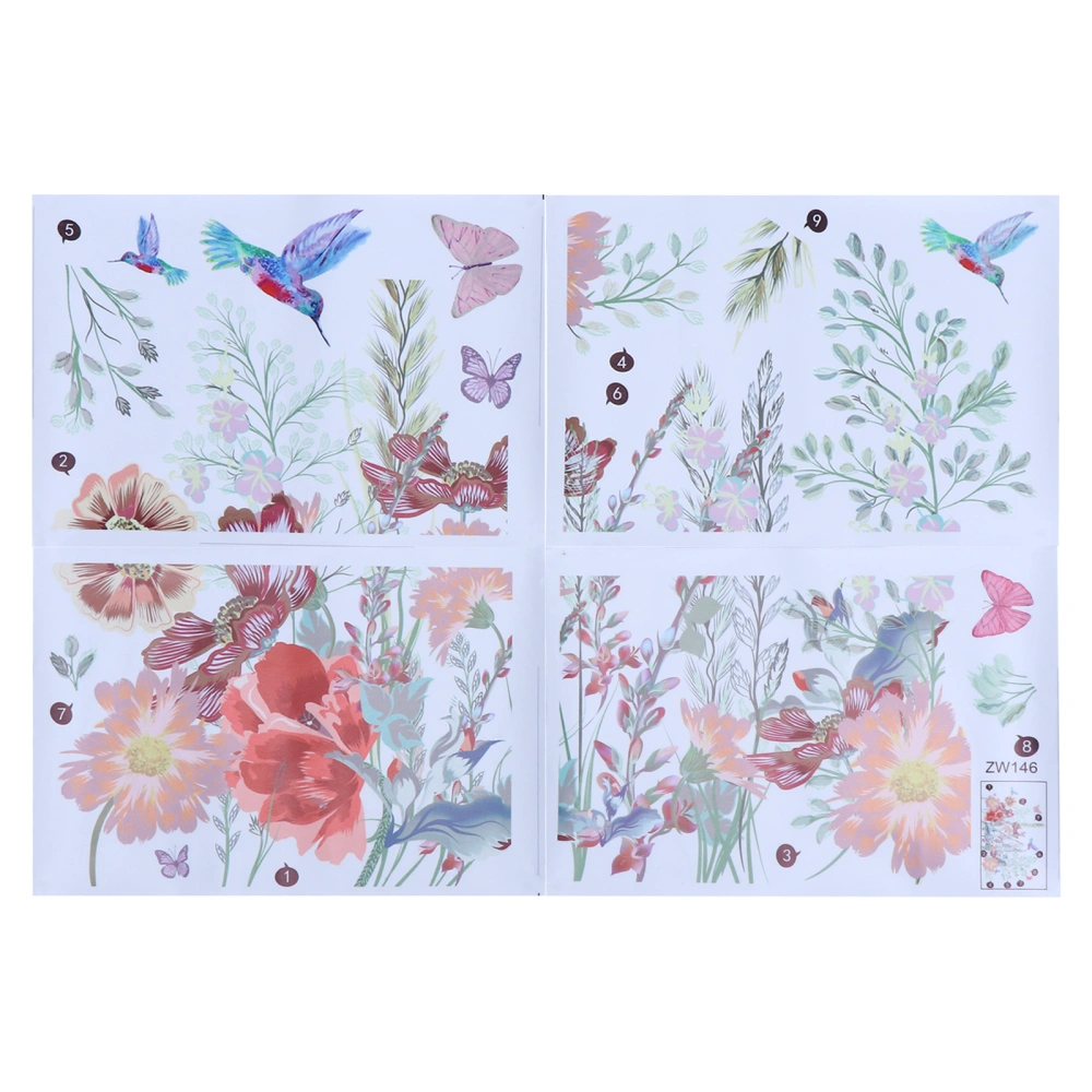 1Set of Exquisite Bird Flower Sticker Home Window Decorations Window Stickers