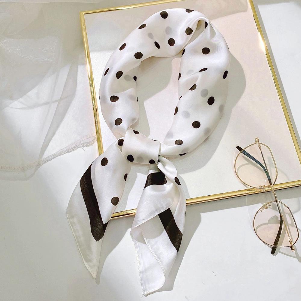 Spring Chiffon Scarf Dots Printing Sweet Small Clothes Decorative Cool Scarf for Woman (White)