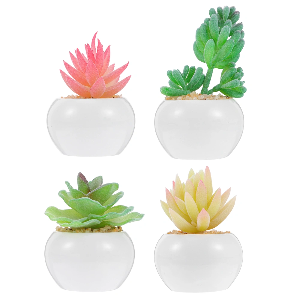 4pcs Artificial Succulents Plants Plastic Succulents Potted Mini Decoration