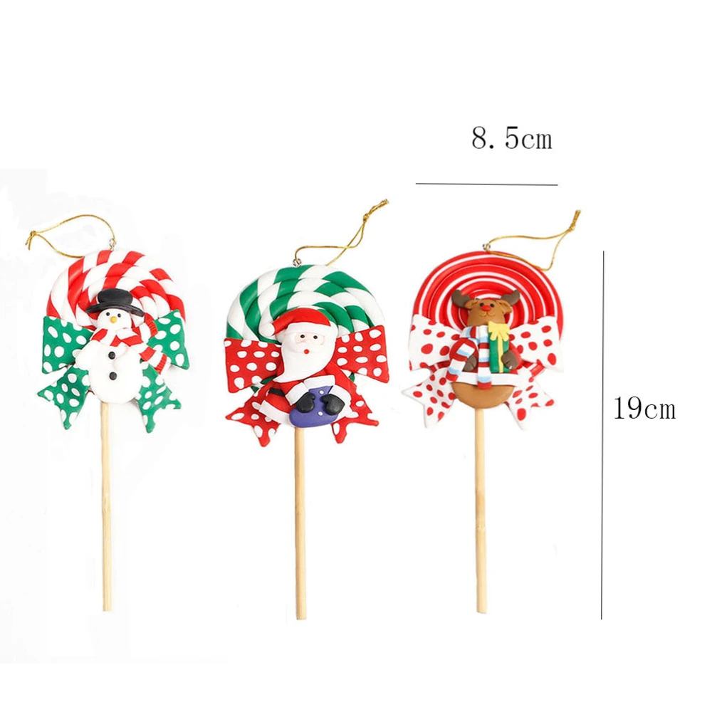 Christmas Decor Polymer Clay Lollipop Desktop Decoration Ornaments Kids Gift Kindergarten Decor For Christmas Home Party (Reindeer)