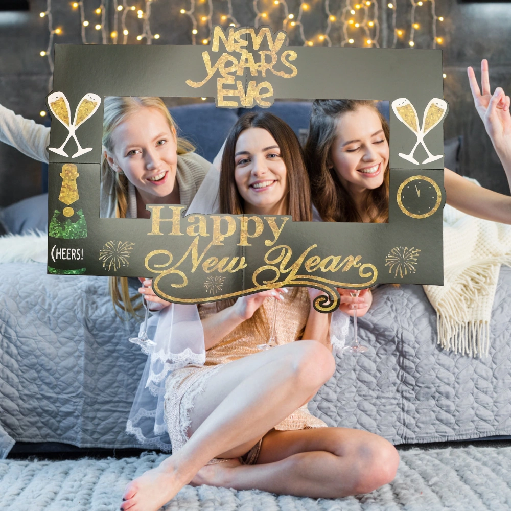 2021 Happy New Year Paper Photo Frame Funny Festive Photo Prop Picture Frame Selfie Props Exquisite Party Supplies