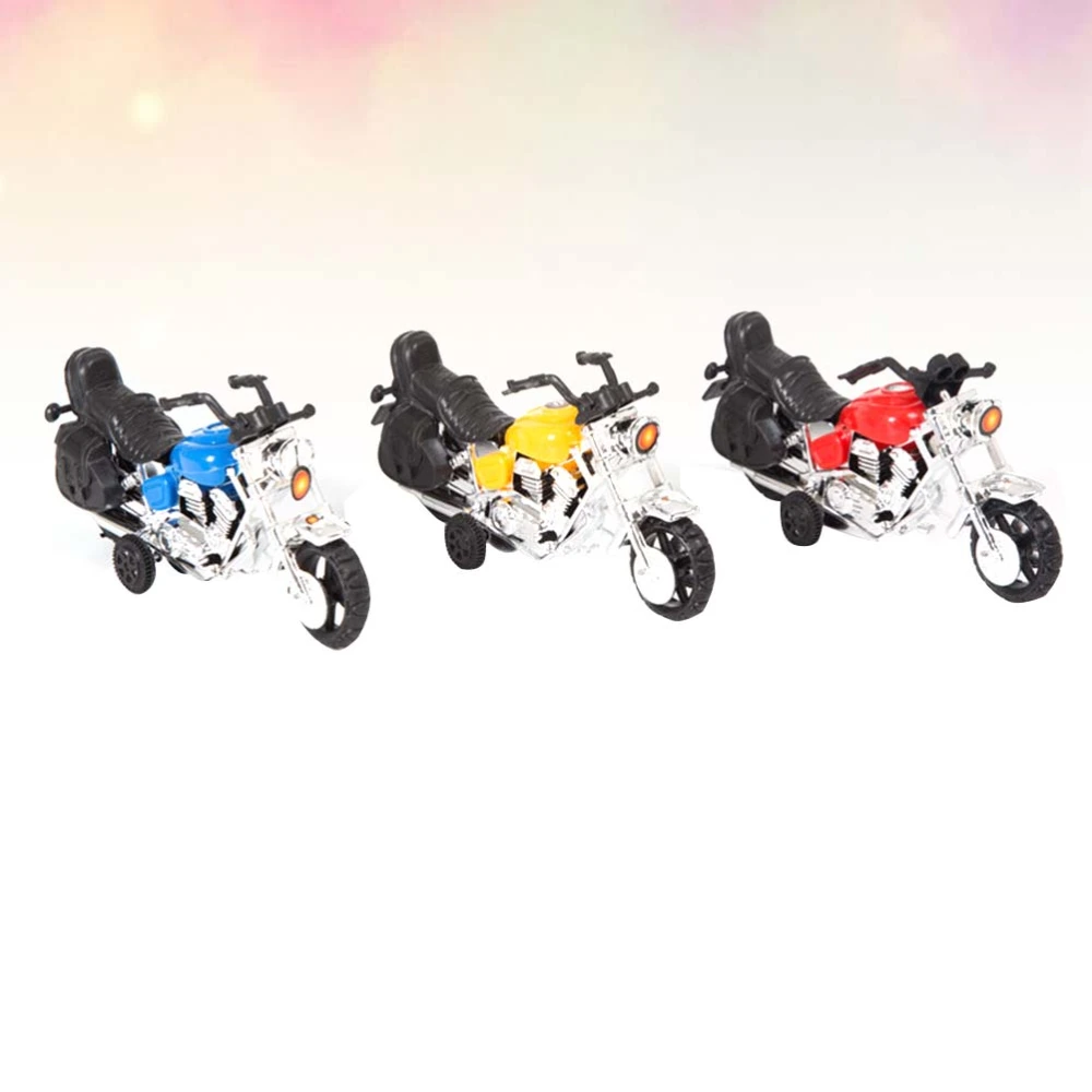 3PCS Cool Motorcycle Model Cake Decor Mini Motorbike Model Adornment Plastic Male Cake Decor Supplies Birthday Party Cake Ornament Creative Household Ornament for Father Day Male God Party Party Use Red+Yellow+Blue