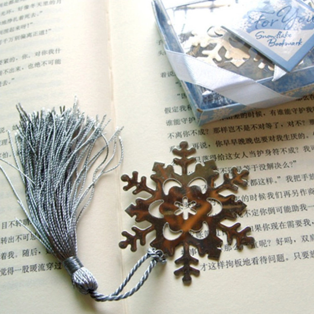 6Pcs Metal Snowflake Shaped Tassels Bookmark Chinese Style Bookmark Classic Snow Bookmark