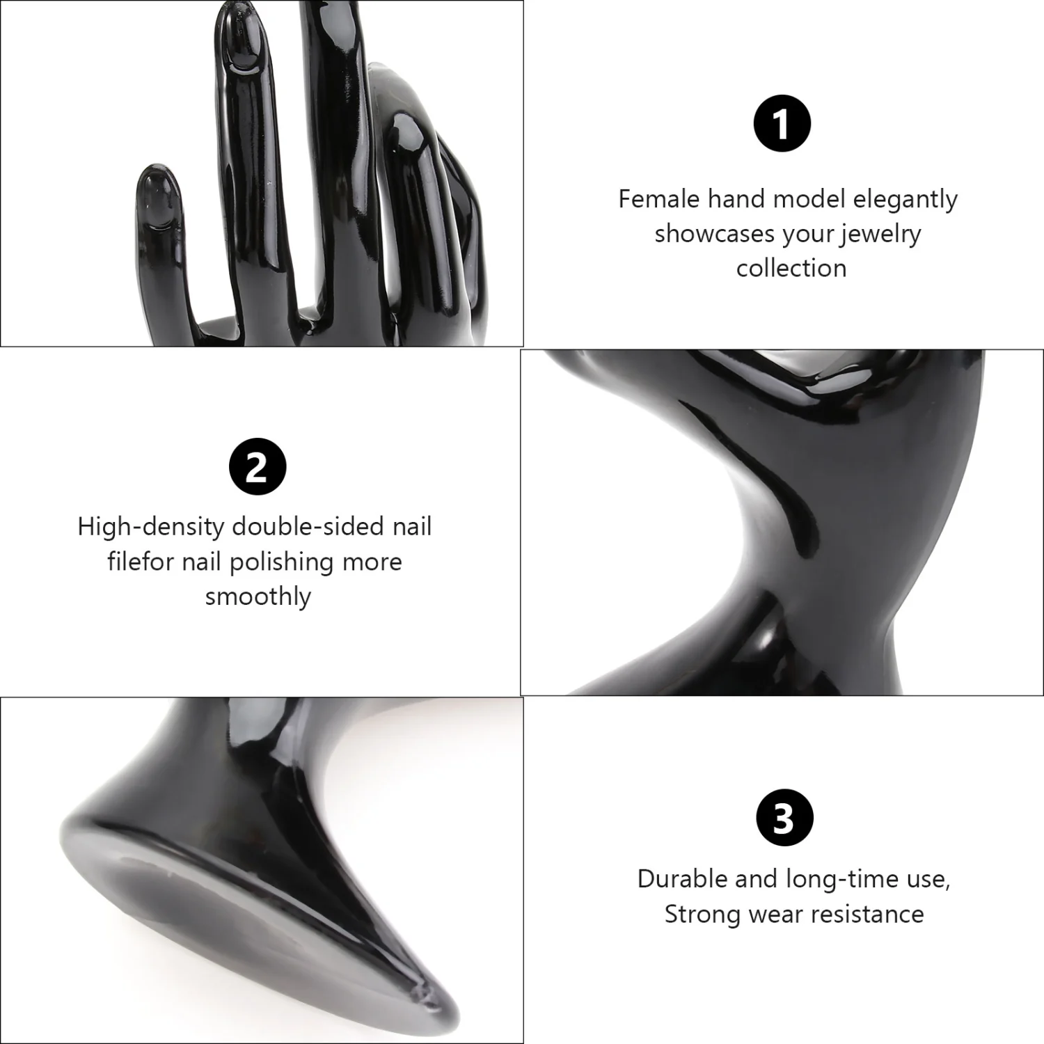 Creative OK Hand Shape Ring Holder Practical Jewelry Display Rack Bracelet Display Organizer Rack for Home Shop (Black 8x17cm)