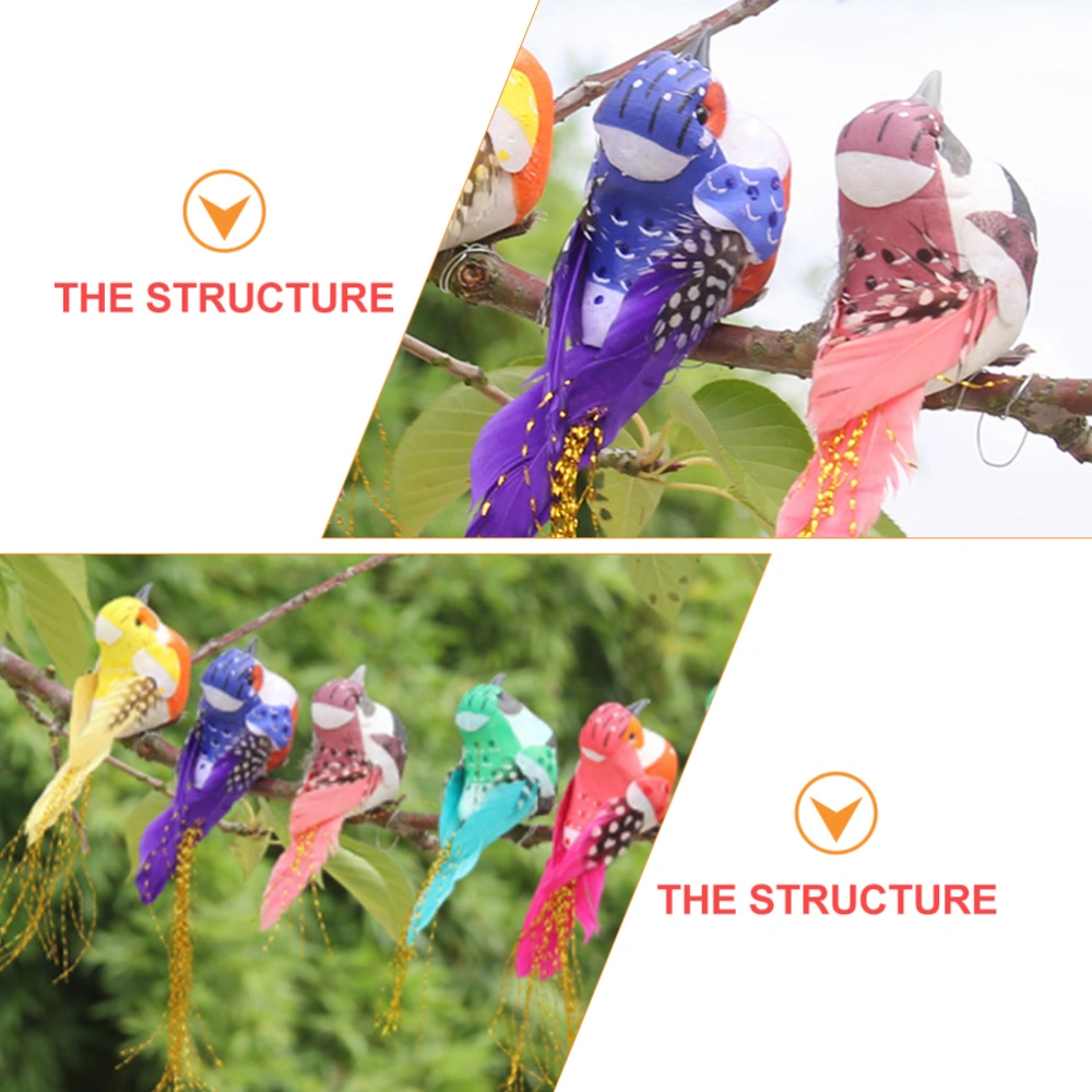 12pcs Garden Decorative Simulated Bird Ornaments Bird Decorations (Mixed Color)