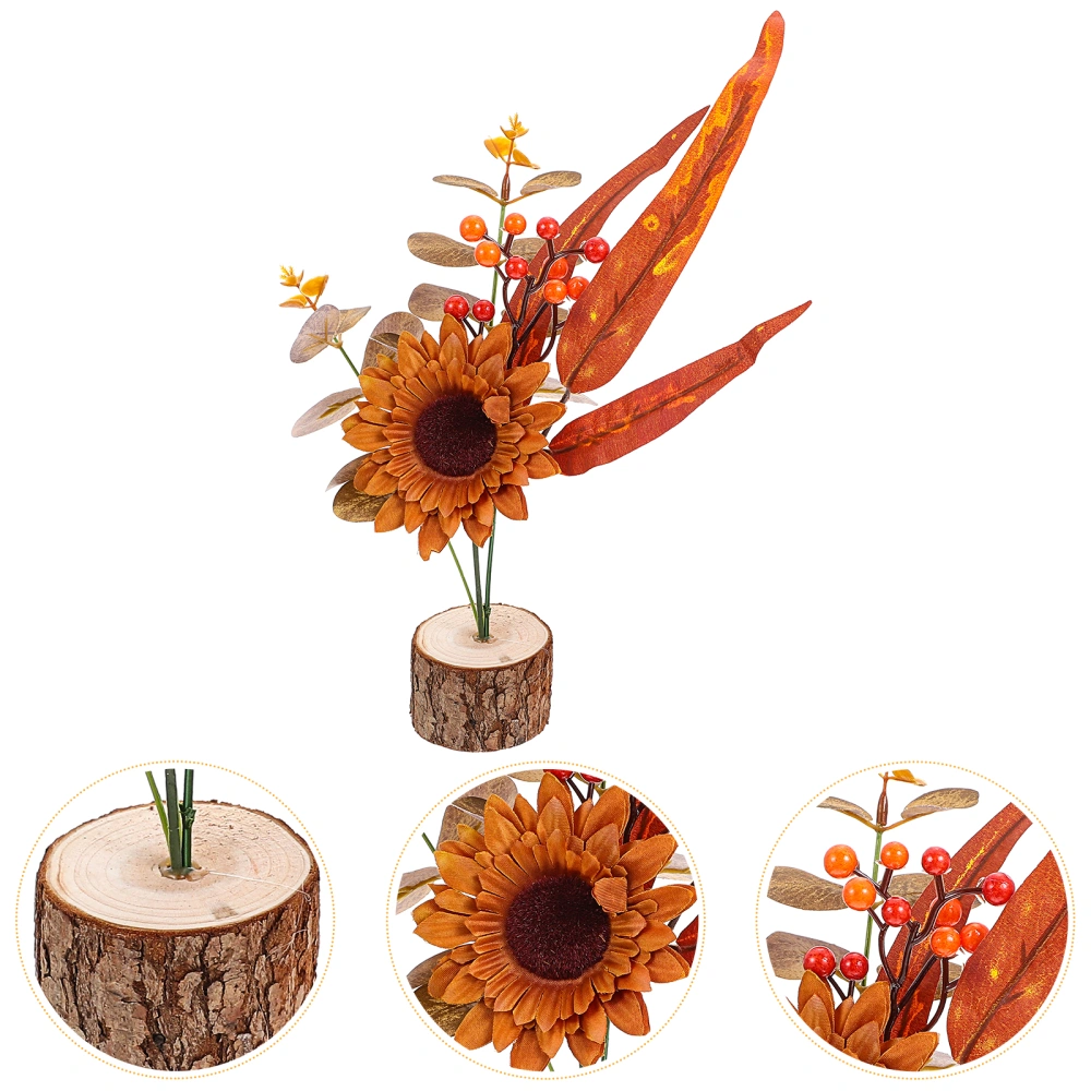 Thanksgiving Faux Plant Wood Pile Decor Thanksgiving Fake Flower Ornament