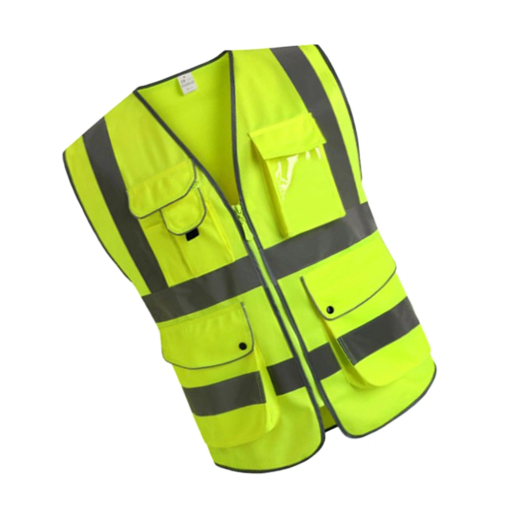 High Visibility Neon Safety Vest Reflective Safety Vest Fit for Running Cycling Sports Outdoor Clothes (Fluorescent Yellow Size-M)