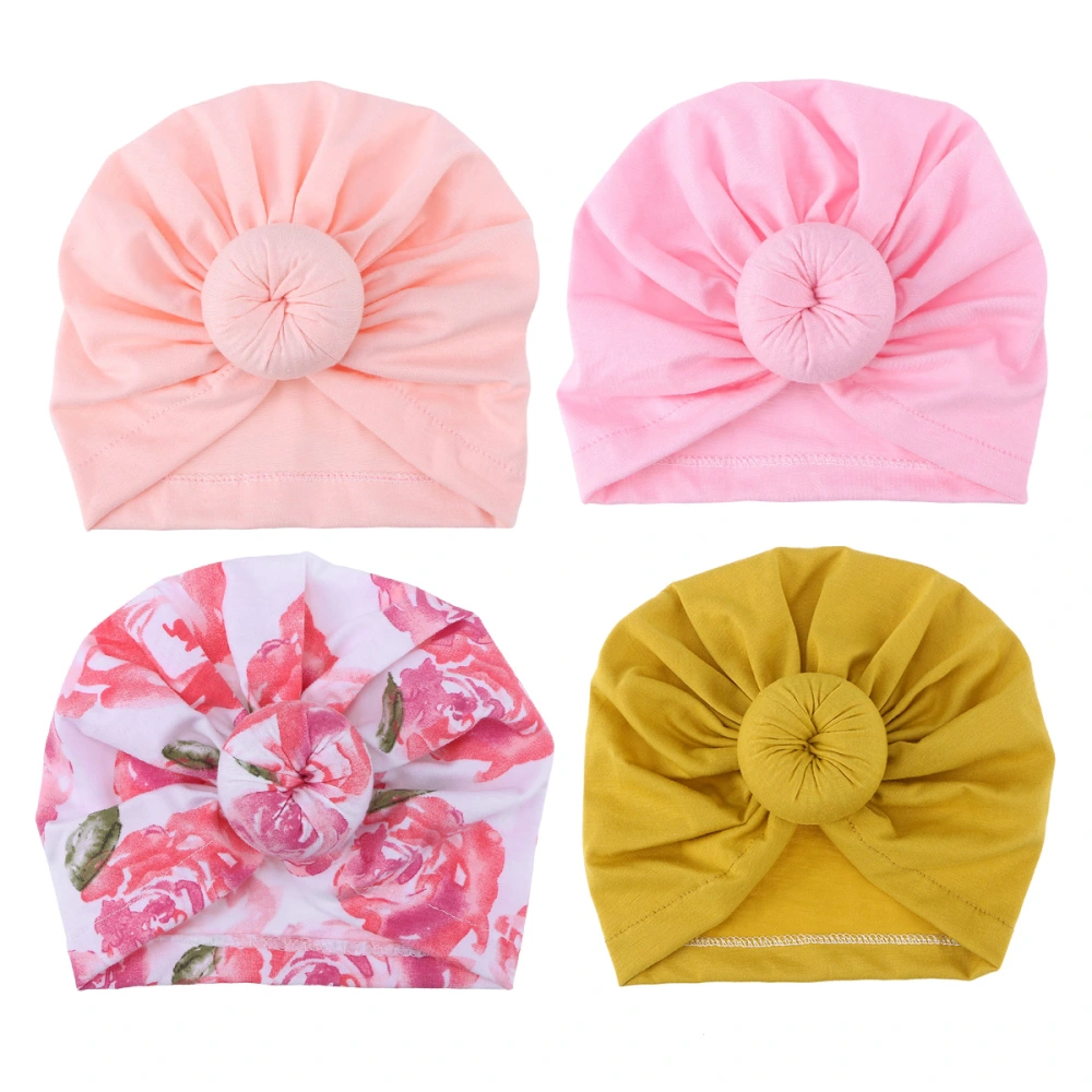 Infant Turban Knot Baby Turban Headbands Bohemian Head Knot Wrap Hat (Yellow)