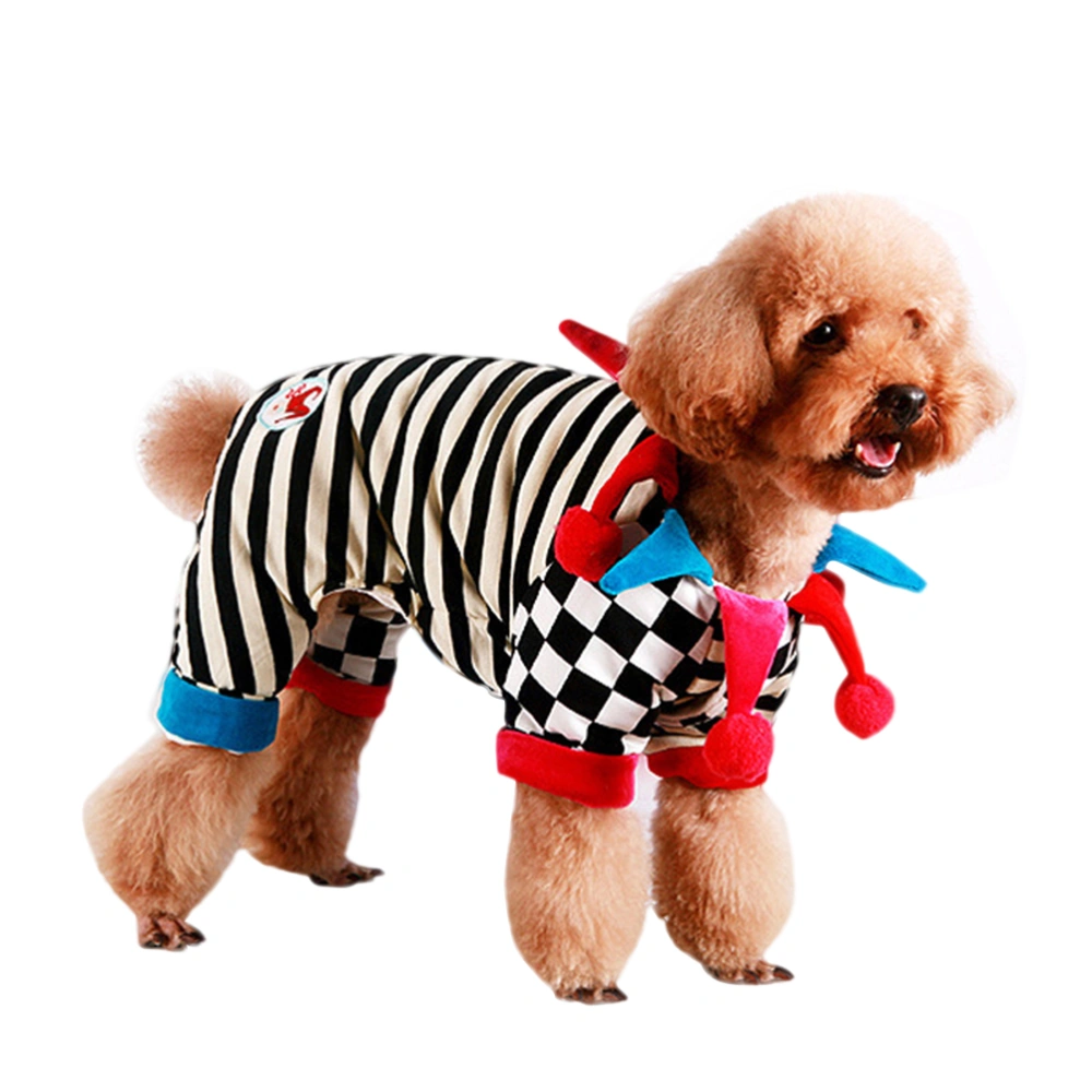 1PC Winter Warm Pet Dog Stripe Clown Four Legs Clothes for Puppy Poodle - Size L