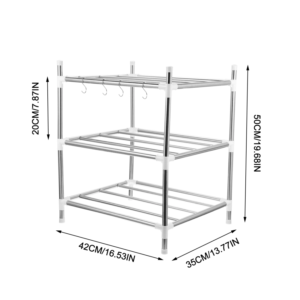 1Pc Multi-function Storage Rack Three-layer Stainless Steel Rack Kitchen Shelf