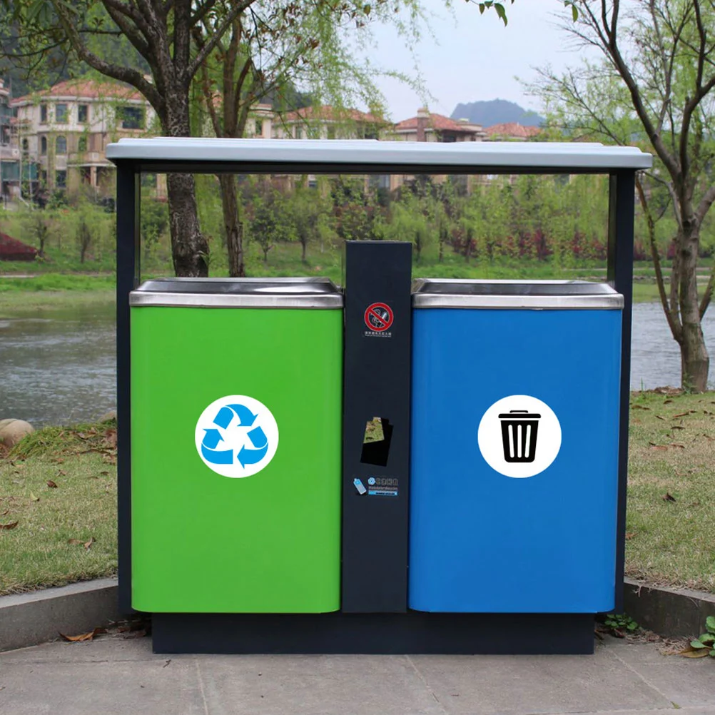 12Pcs Trash Can Recycle Stickers Waste Sorting Decal Sticker Recycling Bin Signs