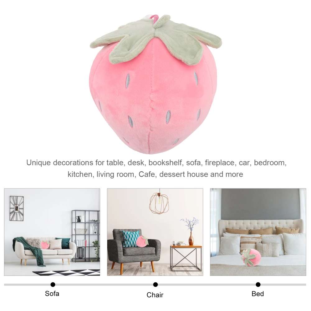 1pc Strawberry Throw Pillow Short Plush Toy Stuffed Doll Creative Gift Sofa Decorations for Kids Girls 25cm Pink