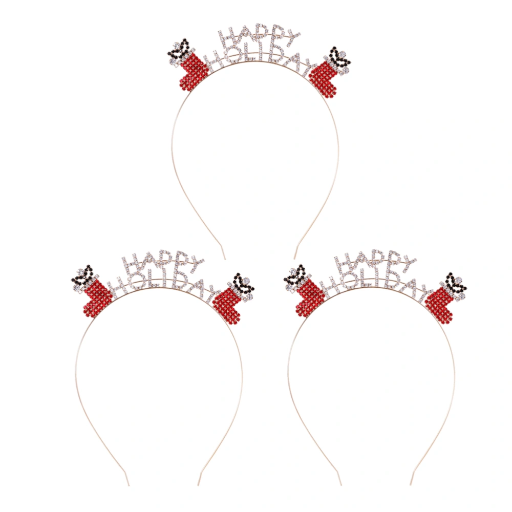 3pcs Letter Style Headdress Christmas Stockings Headband Alloy Hair Hoops Hair Accessories