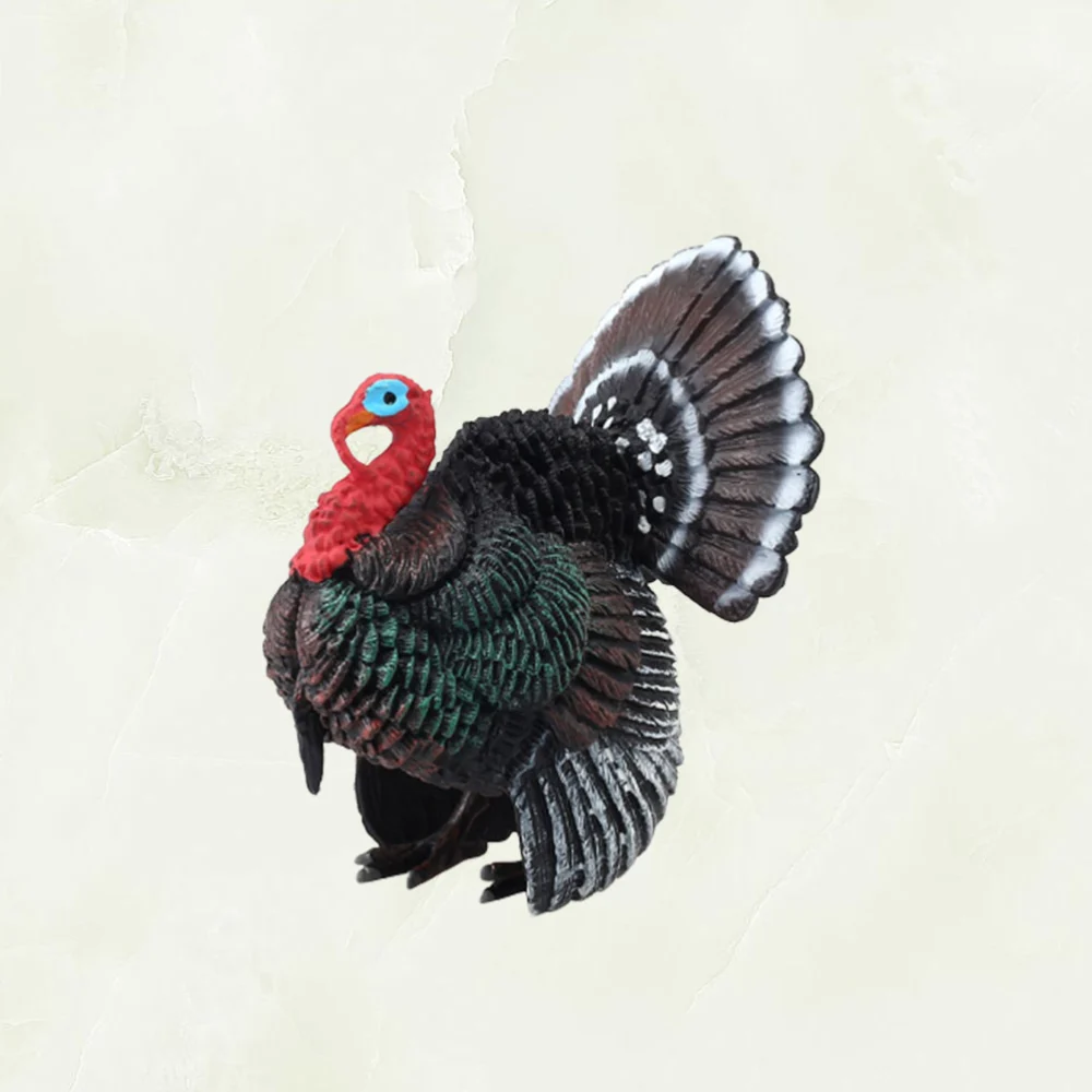 1PC Plastic Turkey Model Lifelike Animal Ornament Decorative Craft Room Adornment for Home Hotel