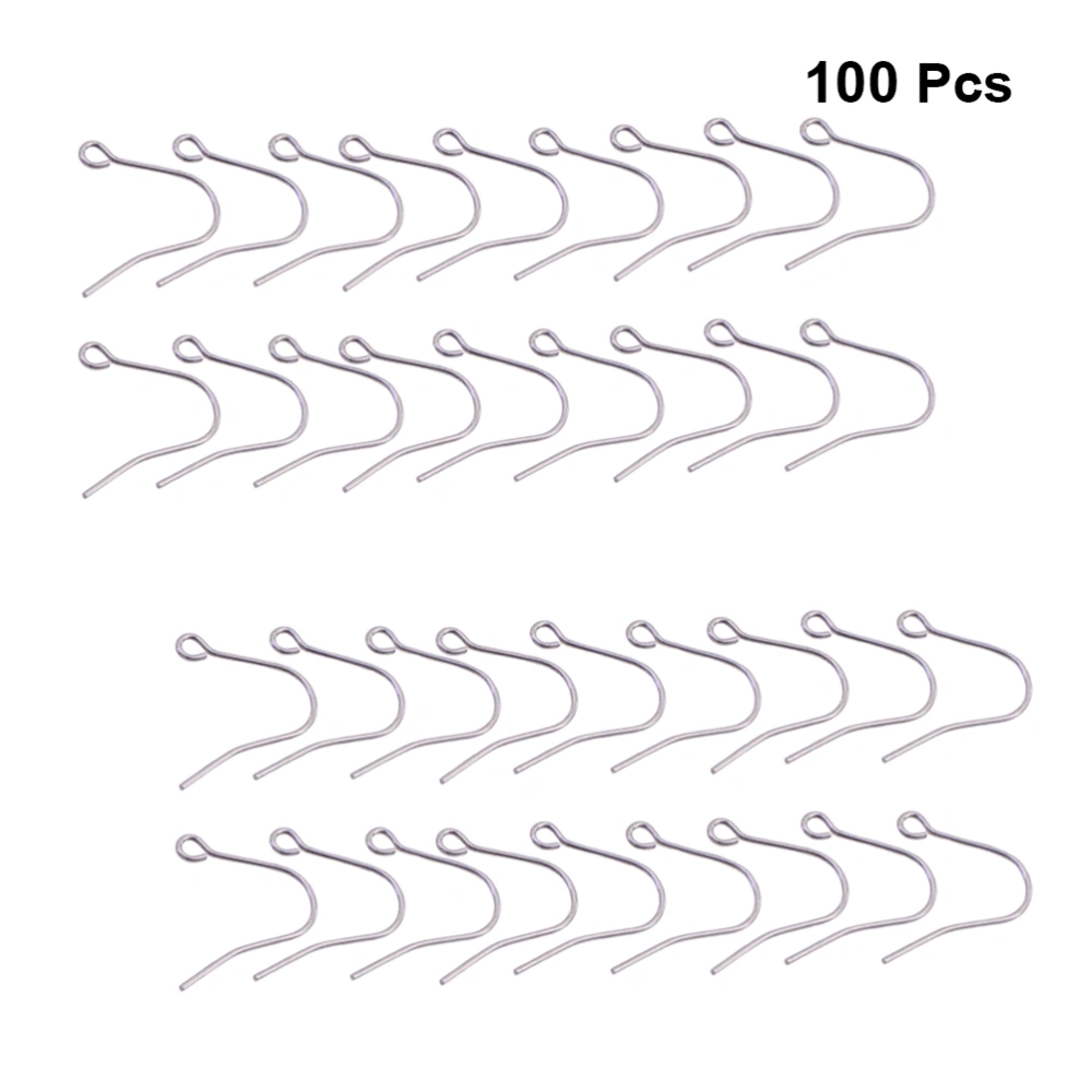 100pcs Simple Earring Accessories DIY Stainless Steel Earring Parts for Woman Lady Female (Silver, 0.7mm, Wire Ear Hook)