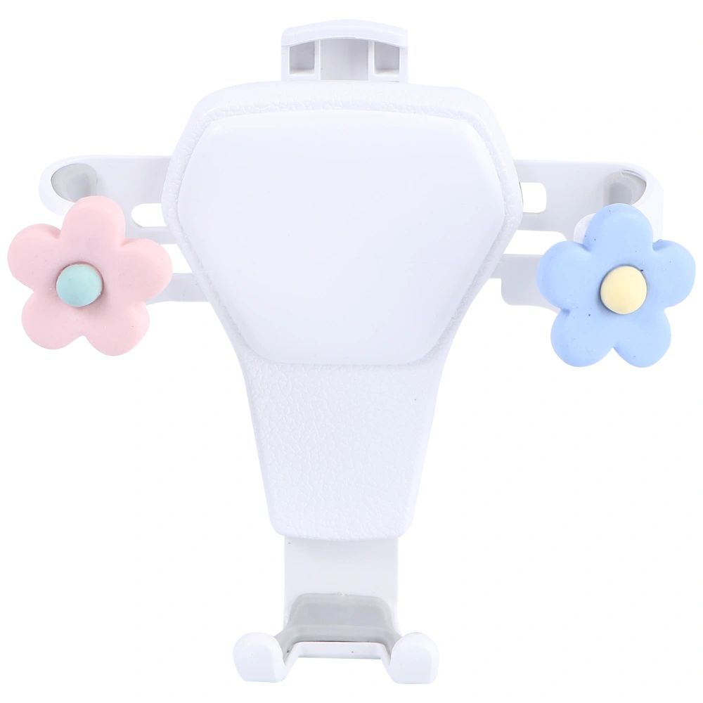 White Car Phone Bracket Multi-function Dashboard Air Vent Cell Phone Holder Pink with Blue Floral Car Phone Holder Buckle Automobile Phone Stand