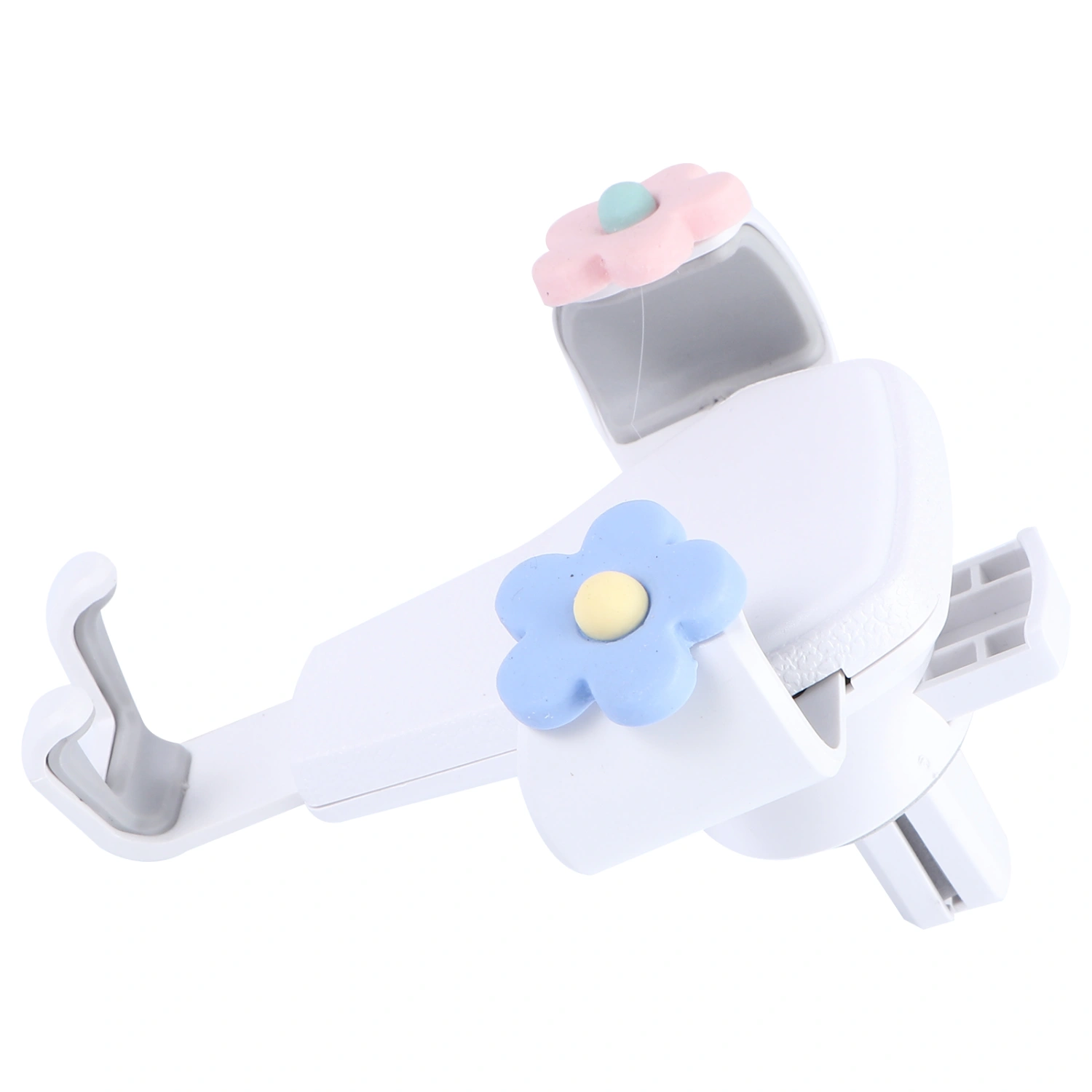 White Car Phone Bracket Multi-function Dashboard Air Vent Cell Phone Holder Pink with Blue Floral Car Phone Holder Buckle Automobile Phone Stand