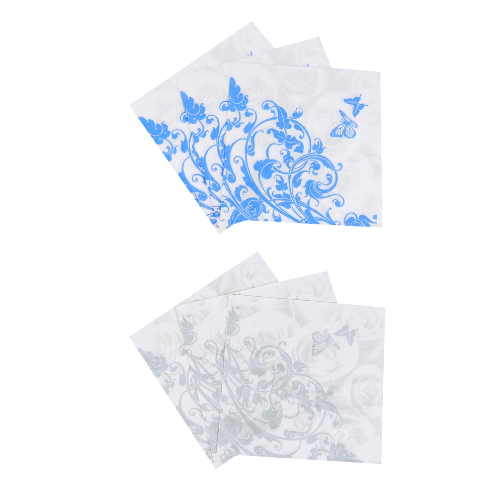 2Pcs Chic Floral and Butterflies Printed Paper Napkins for Garden Party Wedding