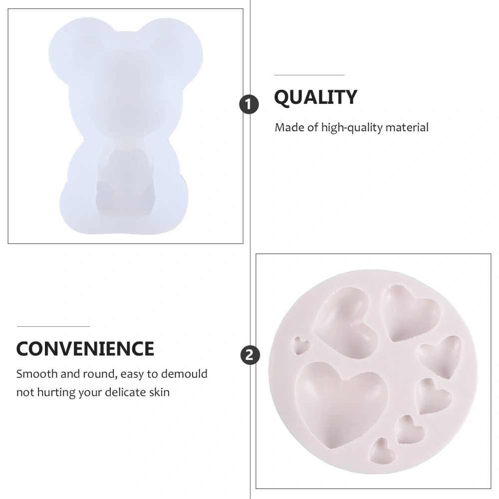 2Pcs Valentine Chocolate Mold DIY Silicone Mold Bear Heart Casting Mold