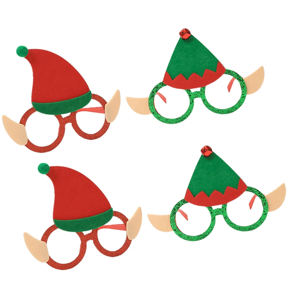 4pcs Christmas Glasses Party Eyewear Kids Elf Glasses Decorative Glasses