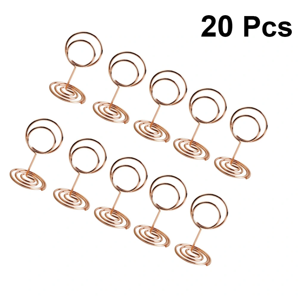 20pcs Message Memo Clips 50mm High Holder Tabletop Metal Photo Holders with Base for Office Home (Rose Gold)