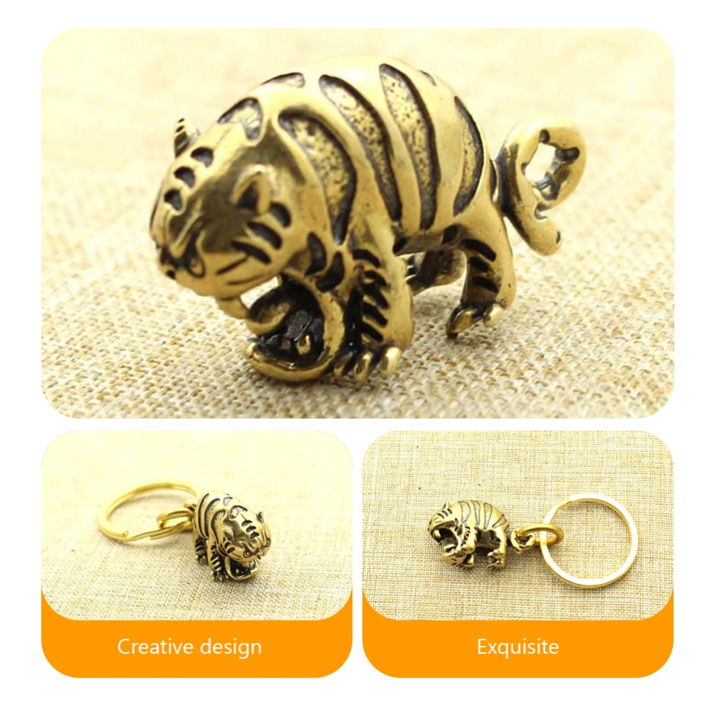 Mini Tiger Keychain Pendant Brass Key Ring Hanging Pendant Bag Hanging Decor