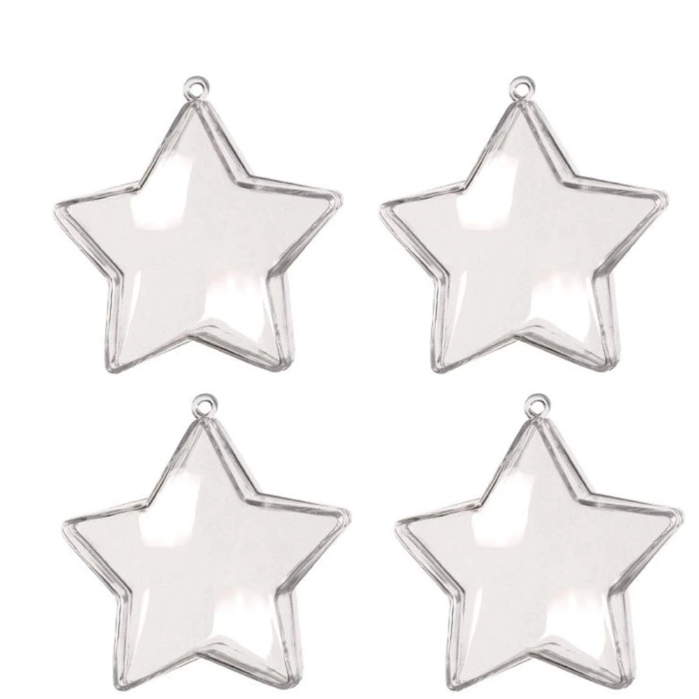 10PCS 8cm Clear Plastic Fillable Star Ornaments Holiday Style Ornament for Hanging Arts Crafts Party Favor Holders