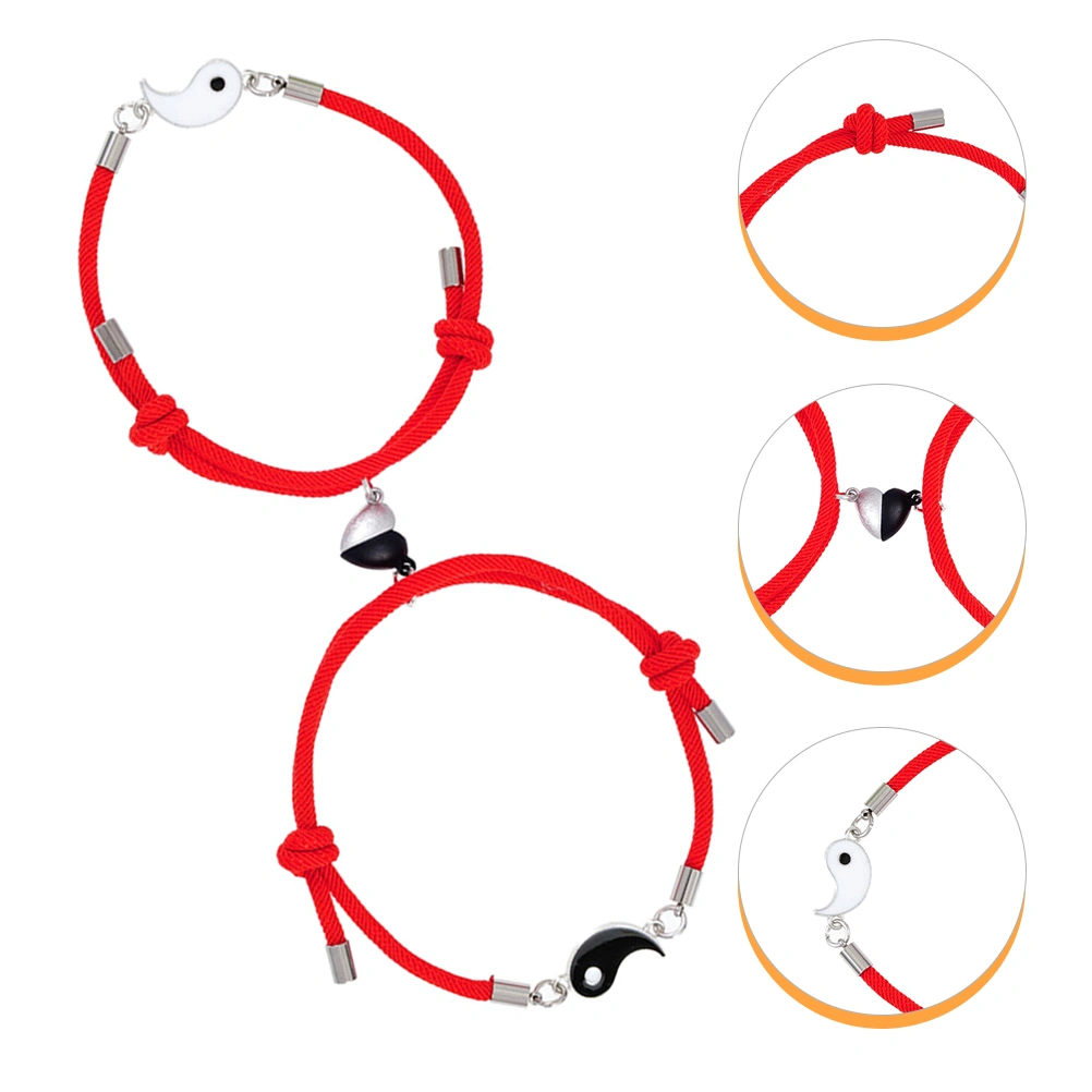 1 Set Couples Bracelets Magnetic Friendship Bracelet Adjustable Couple Bracelet