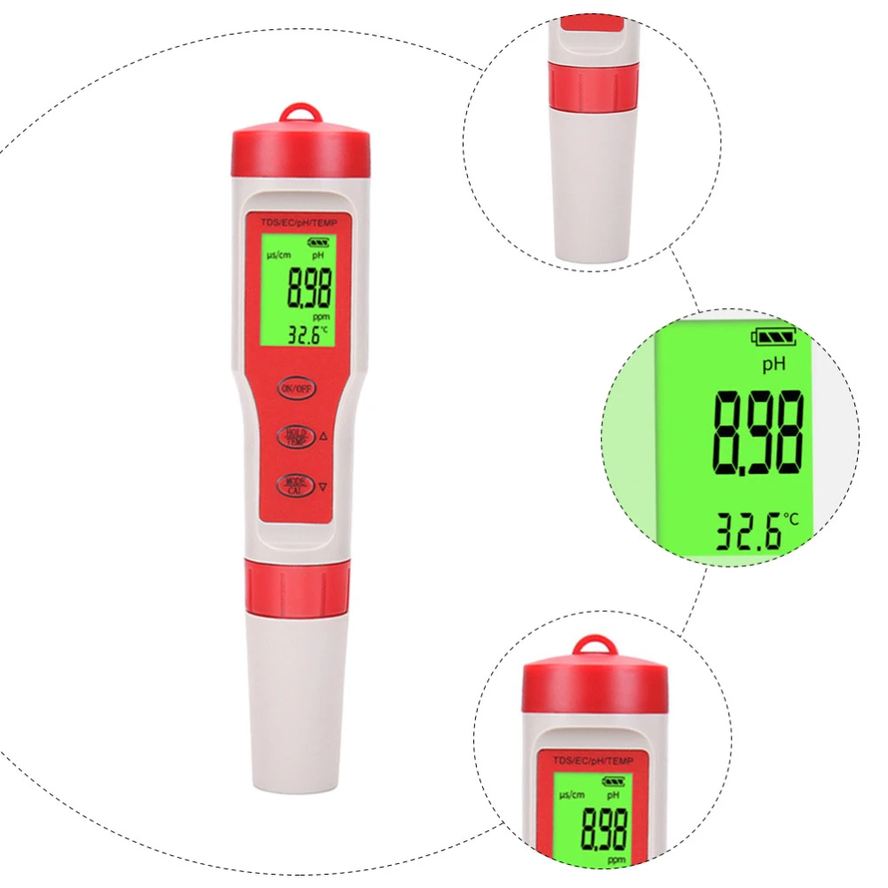 Water PH Tester 4 In 1 Function pH EC Temp Digital Water Quality Tester Monitor