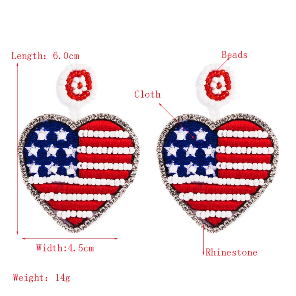 1 Pair US Flag Shaped Earrings US Independence Day Eardrop Ear Accessories Casual Jewelry Party Ear Ornament for Women Ladies