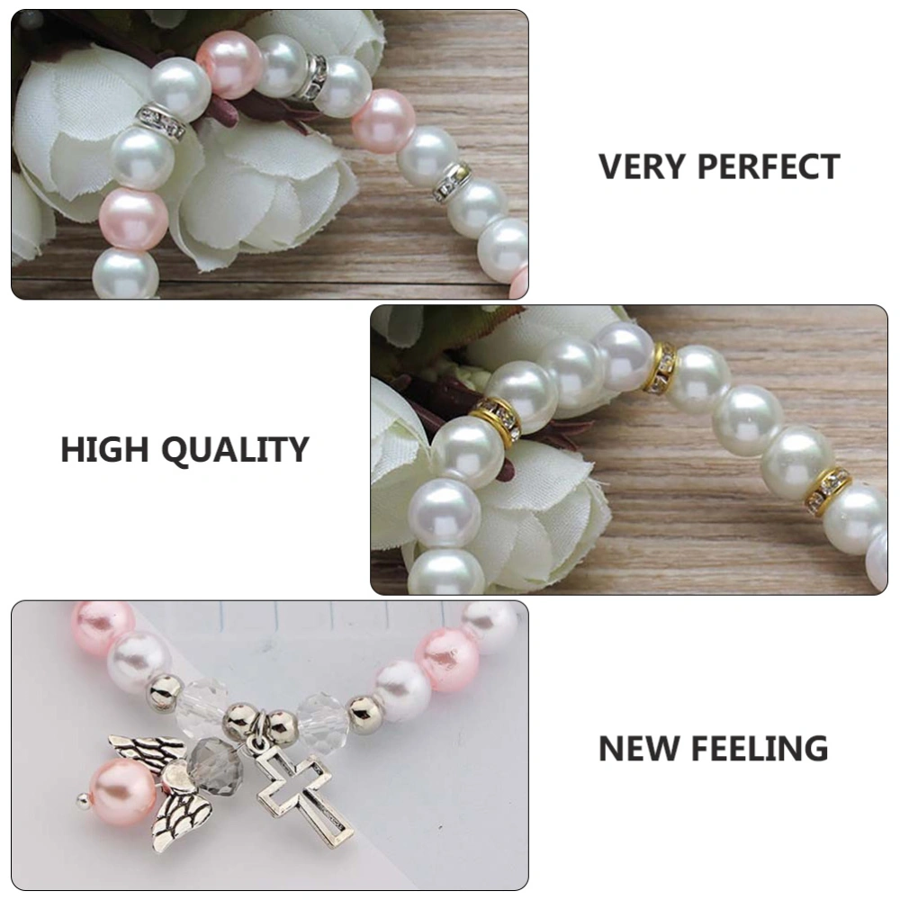 2pcs Women Bracelet Beaded Wrist Chain Artificial Pearl Bracelet (Mixed Color)