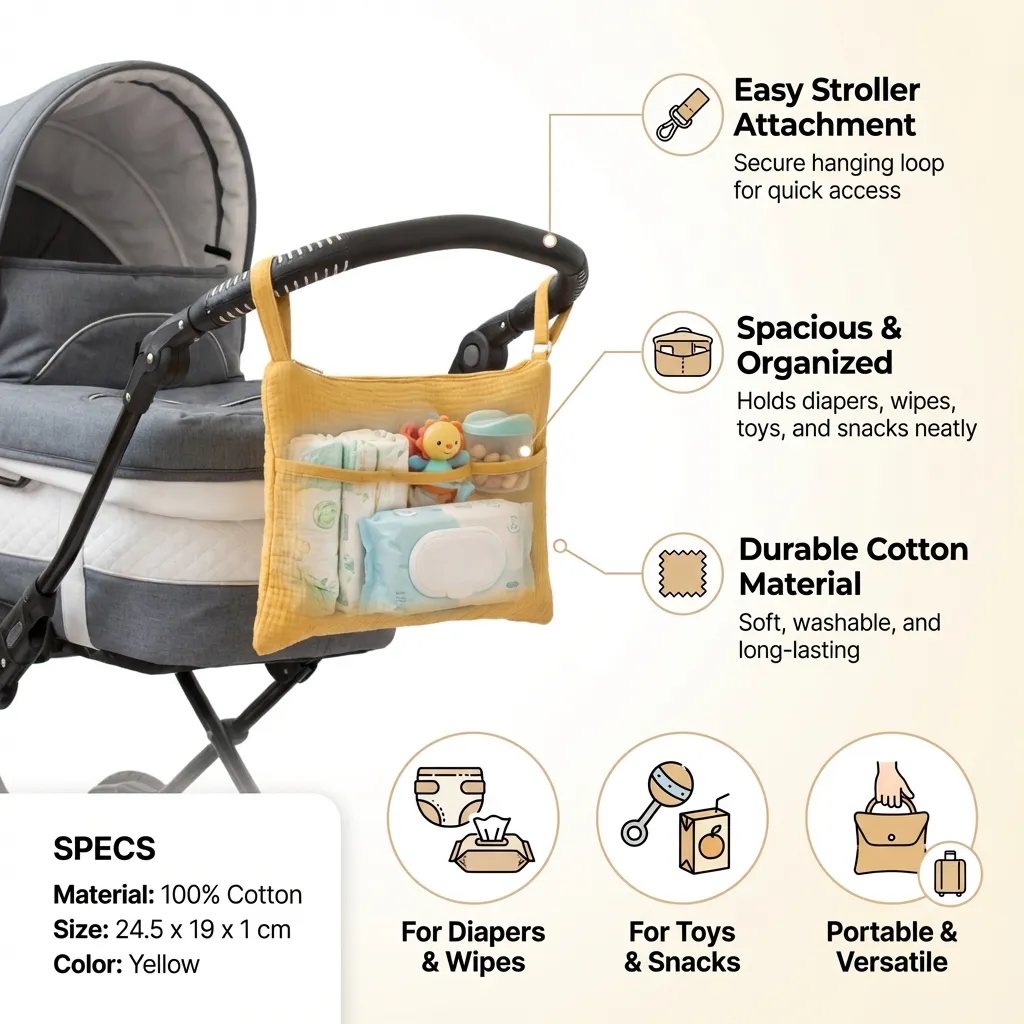 Baby Stroller Diaper Bag Baby Stroller Organizer Infant Trolley Hanging Pouch