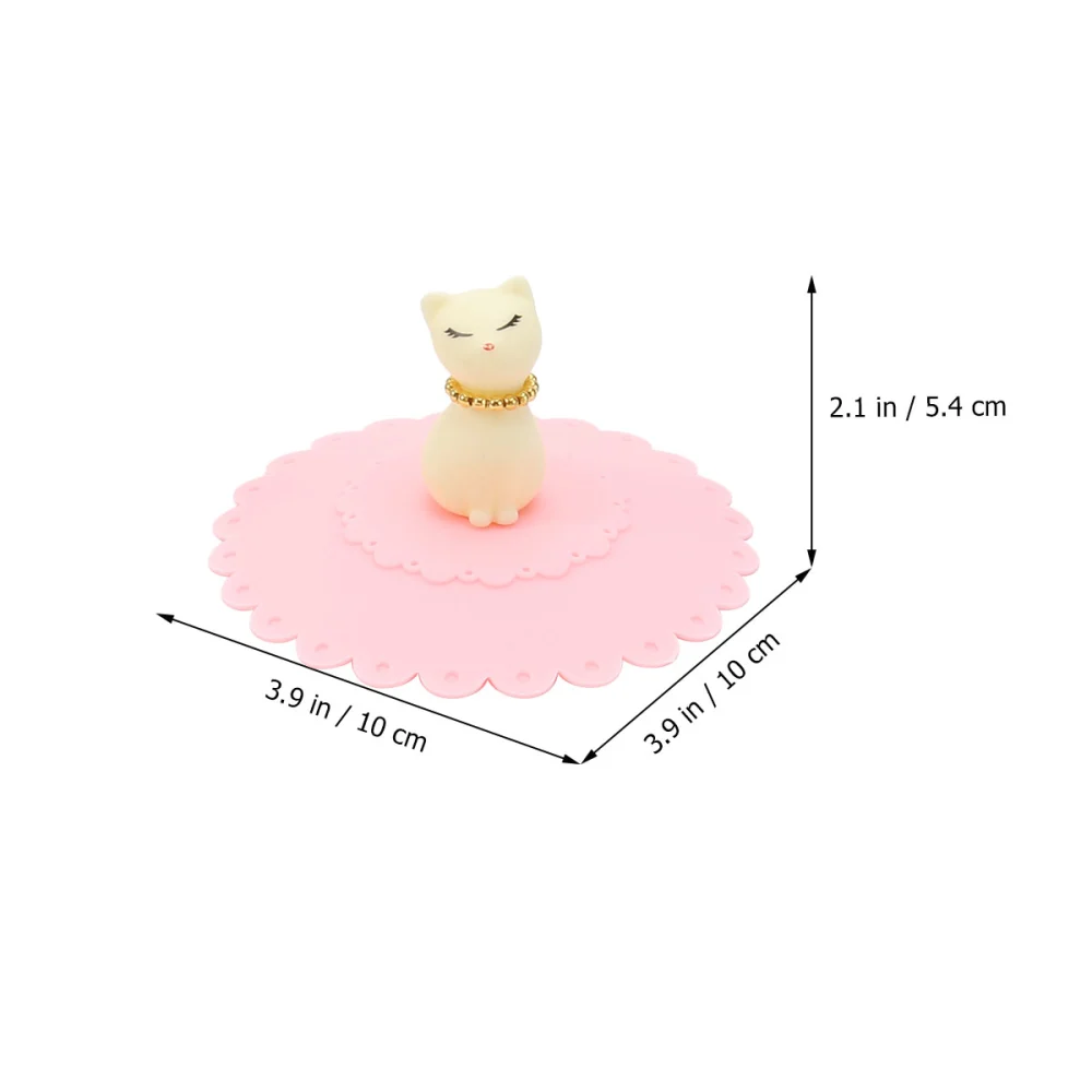 3pcs Silicone Cat Cup Lids Lovely Cartoon Mug Covers Anti-dust Drink Cup Cover (Pink+Blue+White)