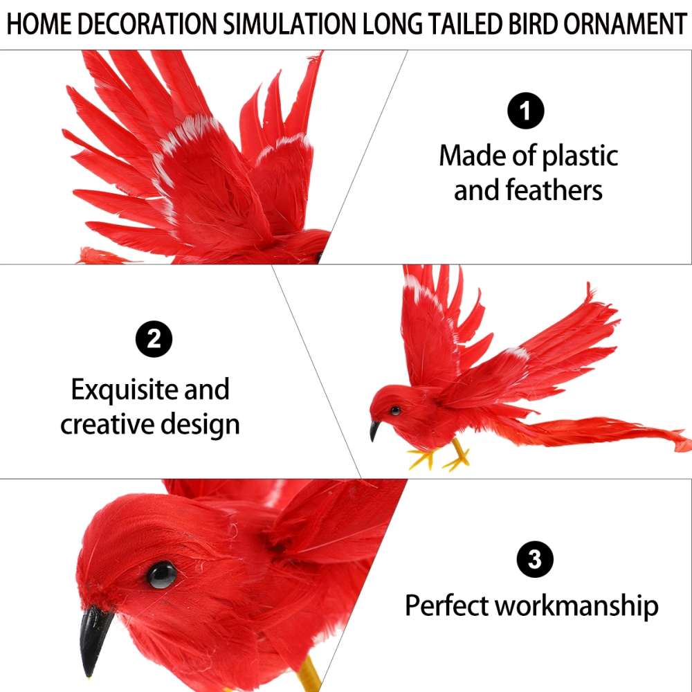 Long-tailed Bird Decor Simulation Bird Adornment Chic Feather Bird Decoration