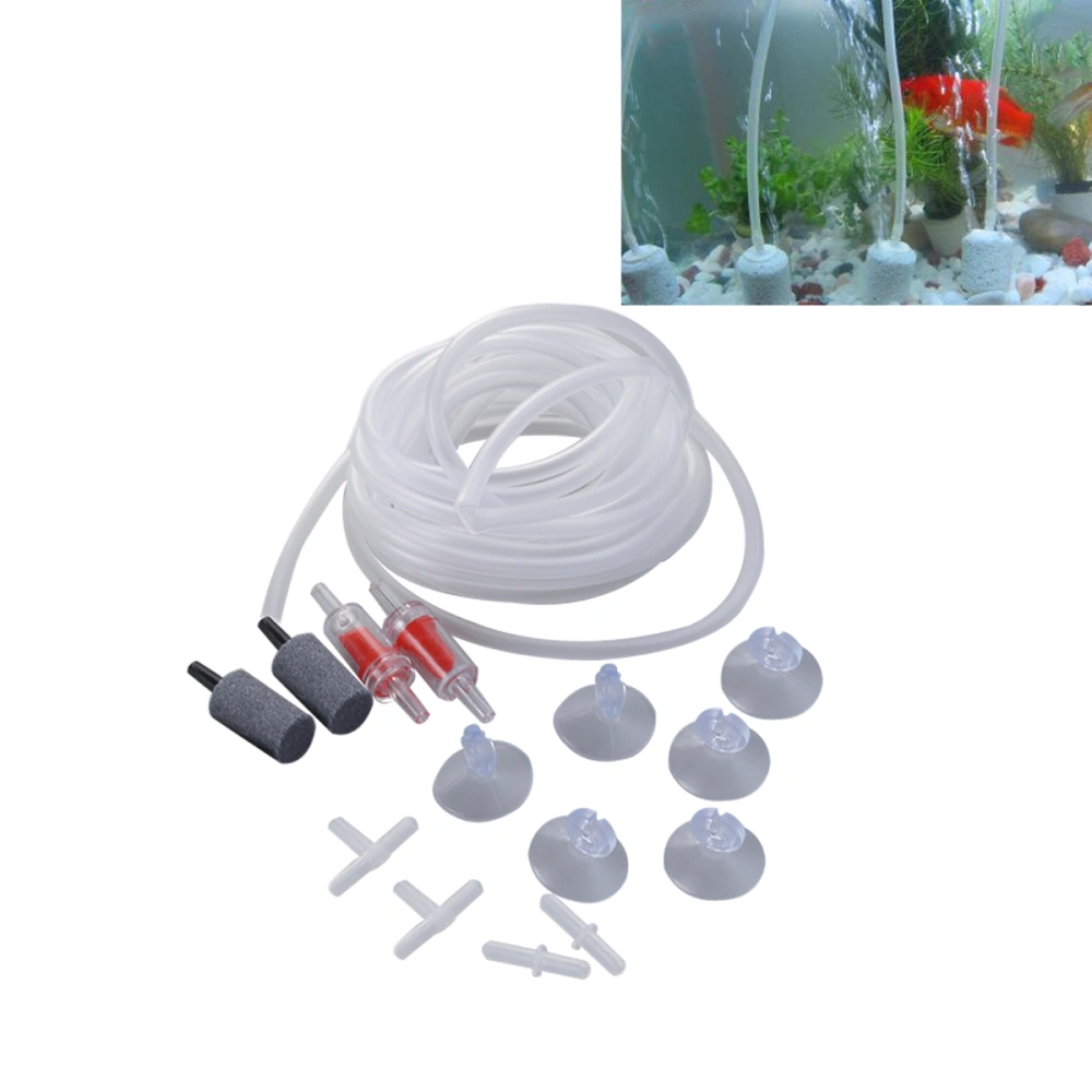 4M Aquarium Tropical Standard Airline Tubing 6Pc Suckers 2Pcs Tee Joint Manifold Connection 2Pc Straight Joint 2Pc Air Stone 2Pcs Stop