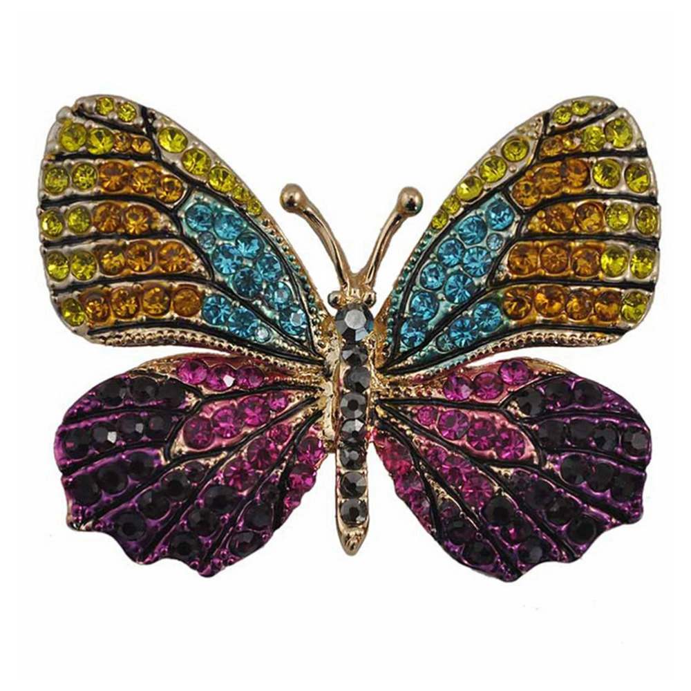 Colorful Rhinestone Brooches Pin (Black+Blue+Purple)