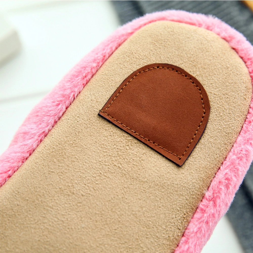 Women's Cozy Furry House Slippers Mens Cotton-Padded Plush Slippers Couples Winter Home Shoes - Size 42/43 (Pink)