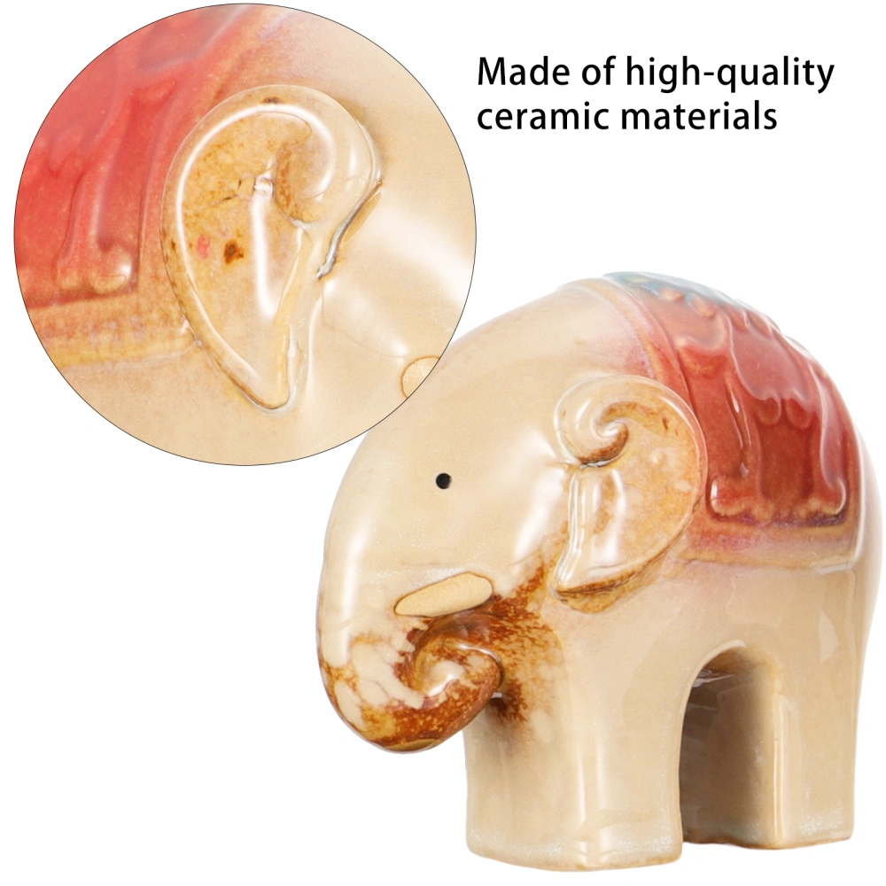 3pcs Ceramic Elephant Ornament Animal Figurine Desktop Adornment Supplies