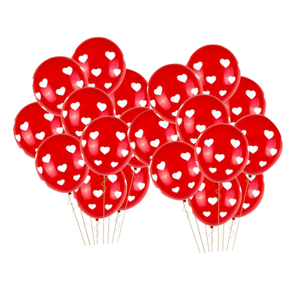 100Pcs Heart Pattern Balloon Printed Decorative Balloon Wedding Decoration Latex Balloons Party Supplies for Wedding Confession Red