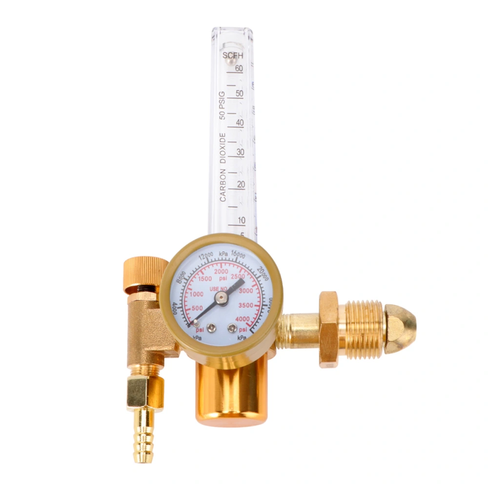 Flow Meter Argon CO2 Gas Measuring Tester Flowmeter Regulator For Welder Tig For Welder Welding Weld Gauge (Golden)