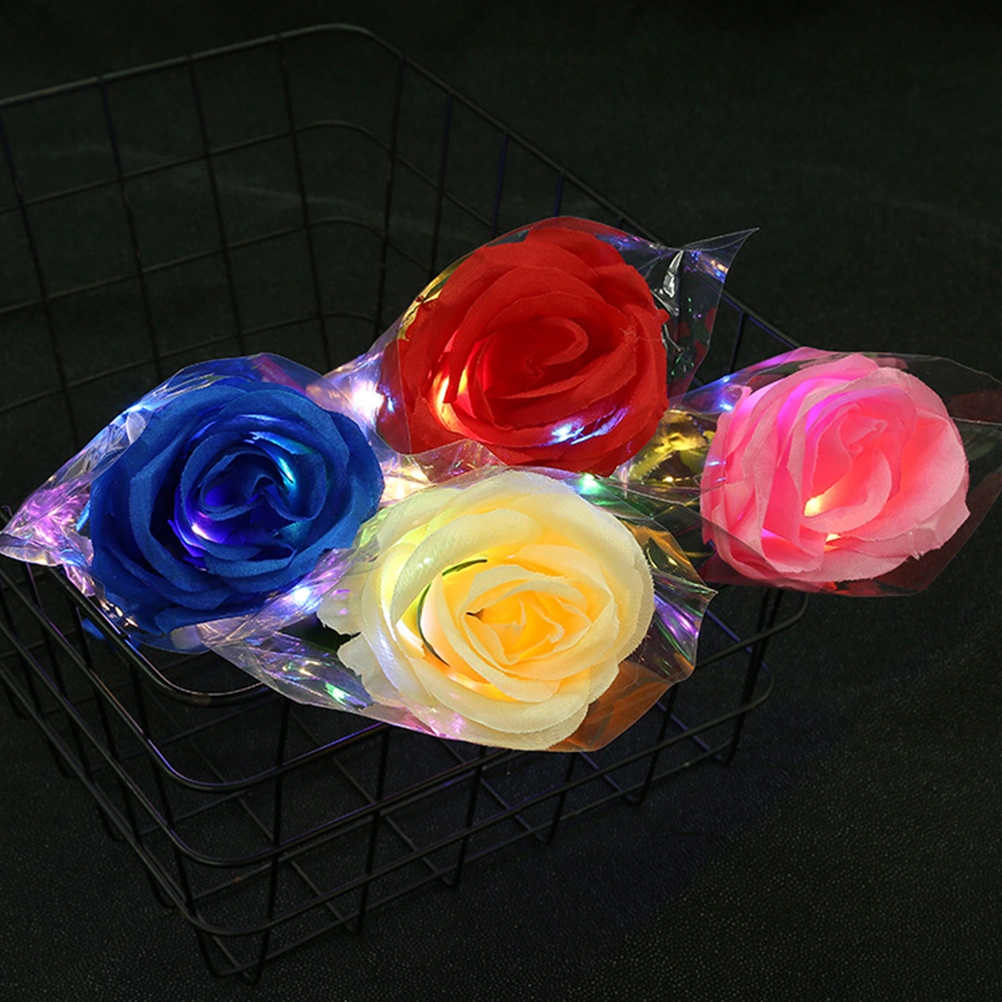 5pcs Valentine's Day Rose Bouquet Artificial Rose Decor Glowing Rose Bouquet