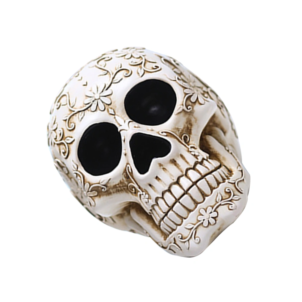 1Pc Resin Halloween Skeleton Skull Decoration Resin Home Adornment (White)